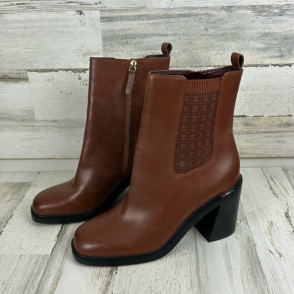 NWOB Franco Sarto Paula womens sz 11M brown leather heeled ankle boots - Picture 1 of 10